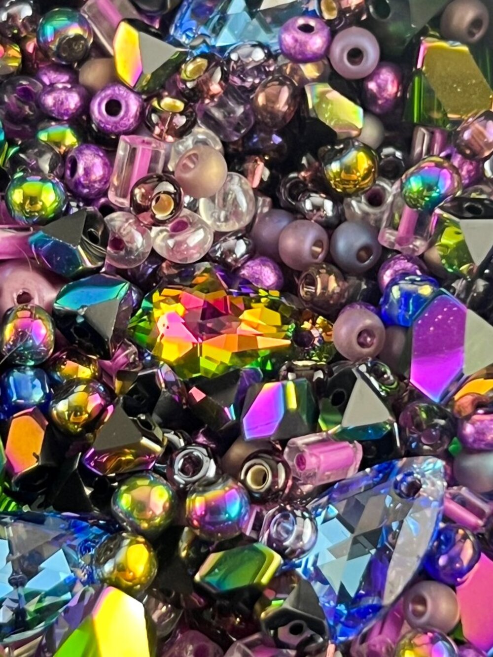 Crystal & Glass Bead Destash Mix - Purple, Blue, Rainbow AB